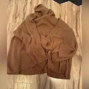 Anthropologie Kali Poncho Cable Knit Turtleneck Sweater 3X Honey Tan Boho